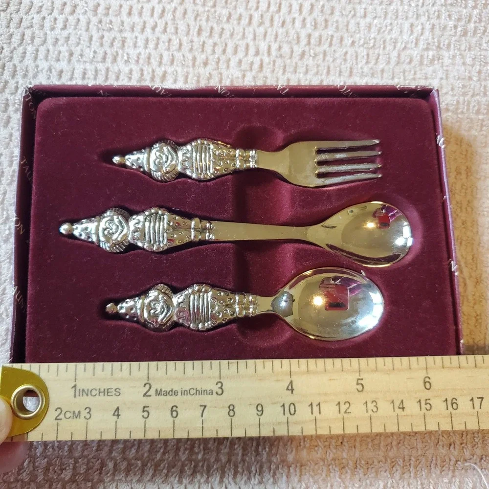Taunton‎ Silversmiths Chuckles 3-Piece Child Set Silver Plated Vtg In Box